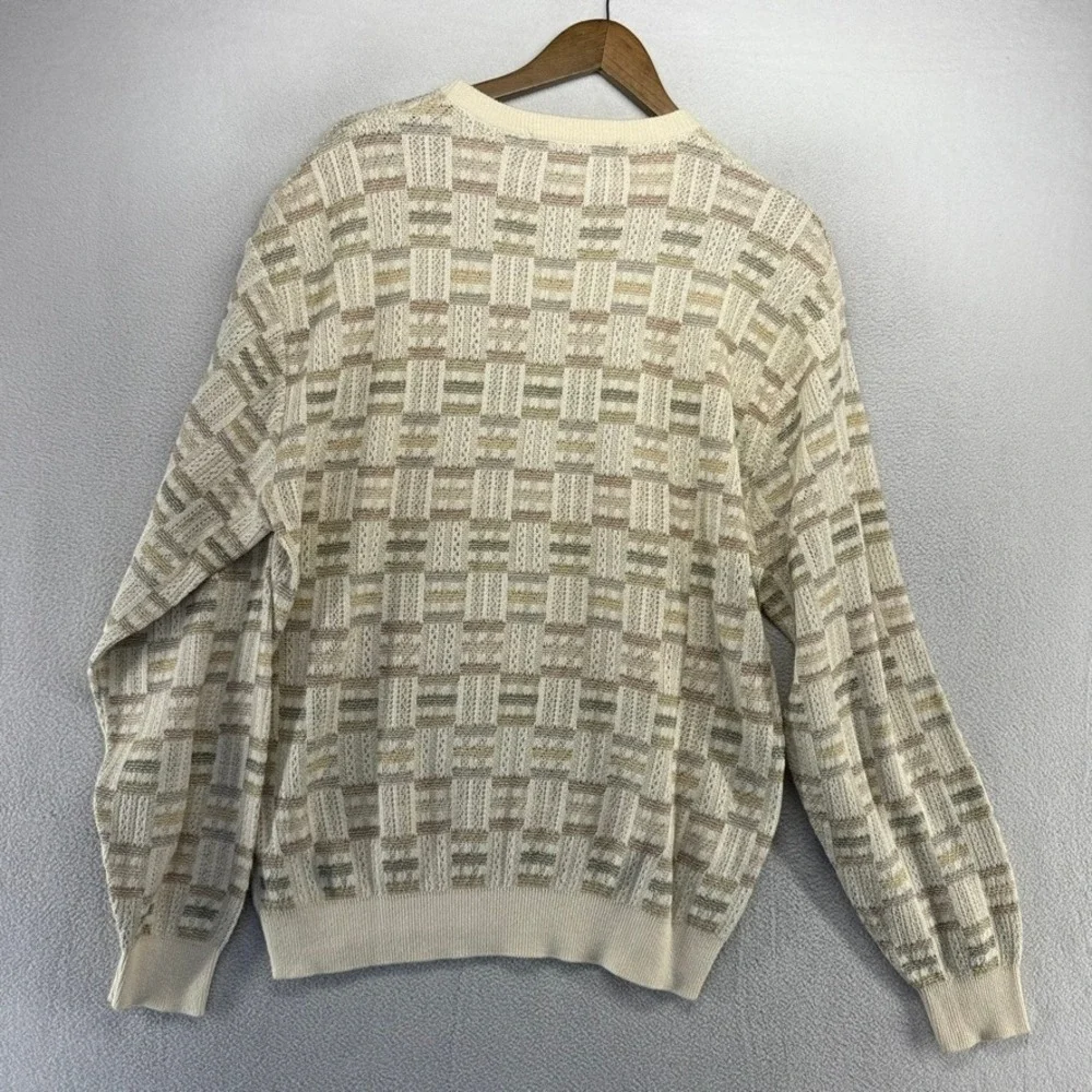 Vintage J Peterman Sweater Men's Large Cream Earth Tones